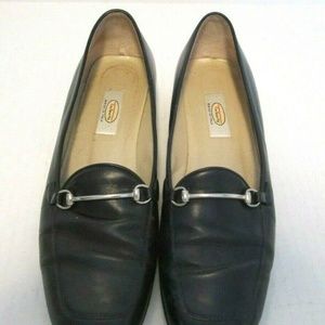 Talbots Black Leather Loafers Made in Italy Horsebit Detail Women's 9 M Shoes